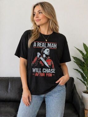 Michael Myers Halloween Black Graphic Short-Sleeve Tee